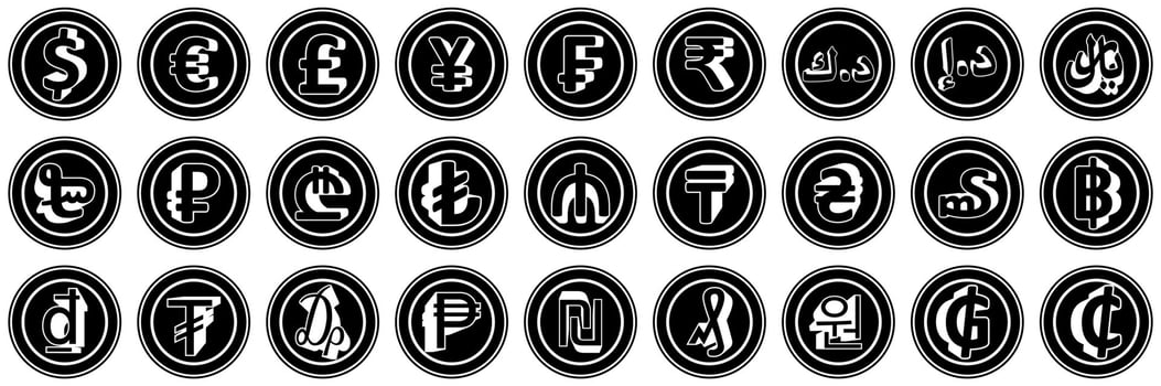 set coins Currency silhouettes icon. Money Currency exchange symbol design template illustration vector
