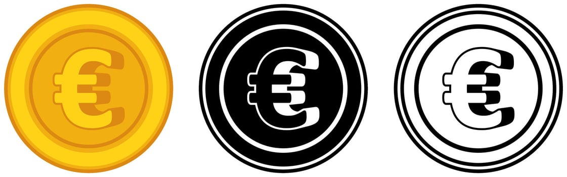 Set euro coins icon. European currency symbol template design illustration vector
