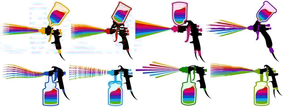 set airbrush icon design. colorful Spray gun symbol painting logo template illustration vector