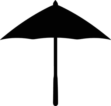 A black simple umbrella silhouette against the white background is showcased in this image vector