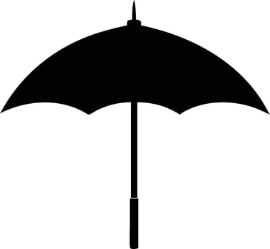 Bold black umbrella icon shows weather protection against rain and harsh weather vector