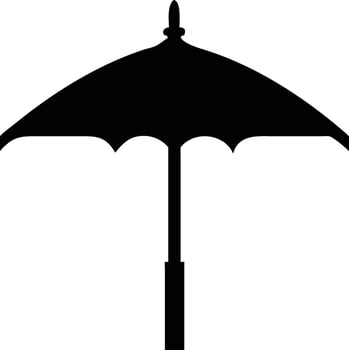 Solid black silhouette reveals a closed umbrella with a unique decorative handle and top vector