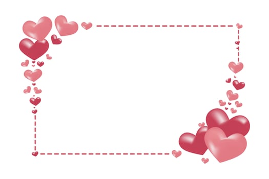 Heart Border Greeting Card Design in Pink and Red Tones for Love Messages Valentines or Friendship Wishes vector