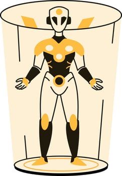 A hand drawn illustration of a robot hologram vector