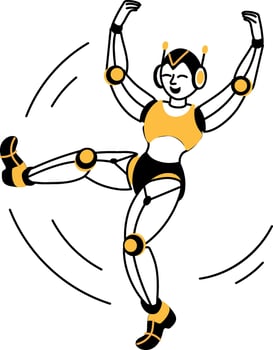 A hand drawn illustration of a robot dancer vector