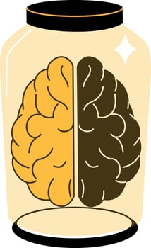 Preserved brain in a jar, hand drawn illustration vector