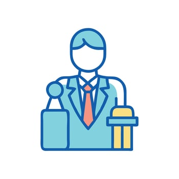 Podcast host or newscaster in an illustration icon vector