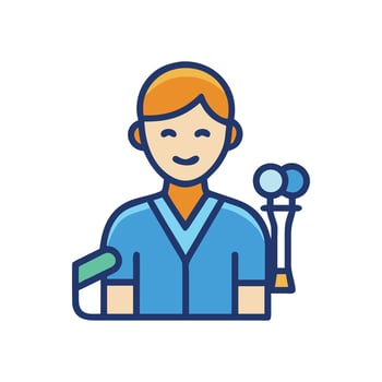 Dental hygienist holding mirror tools illustration on black backdrop vector