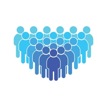 Group of people stock icon in blue vector