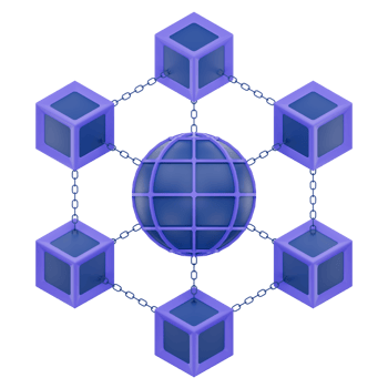 3D Blockchain Network Icon png