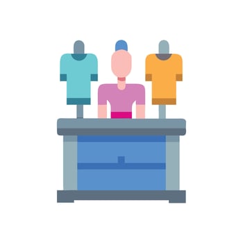 Clothing store clerk with shirt display illustration icon vector