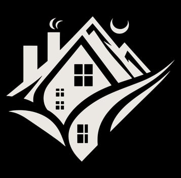 House with a mountain in the background vector