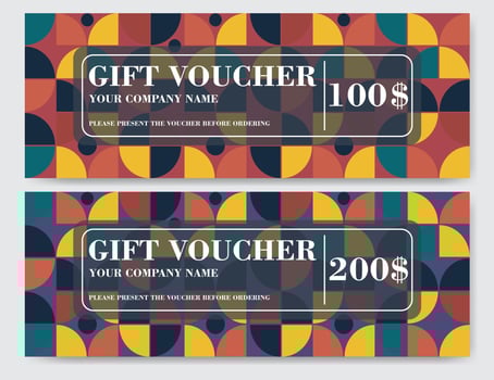 Geometric design gift coupon templates vector
