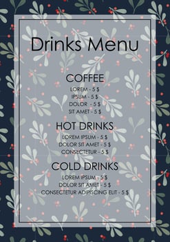 Flourish elegant restaurant template. Cafe identity. Drinks menu with price design template vector