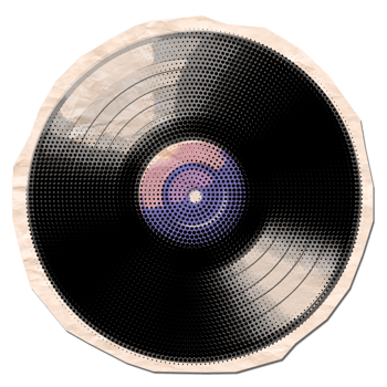 Vintage vinyl record with halftone texture and paper edge png