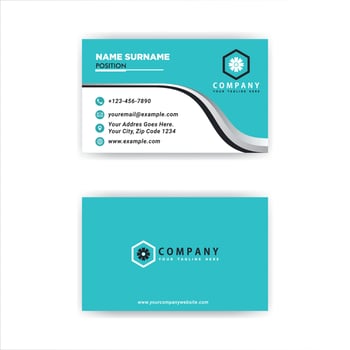 Creative Blue and Dark Modern Bussiness Card For Company. Simple Clean Design Template. vector