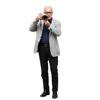 Senior Man Capturing Moments Photography Hobby Outdoors png