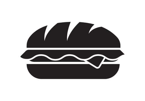 Black silhouette sandwich icon showing fast food snack meal vector