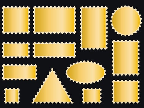Set of golden plaques with jagged edges vector