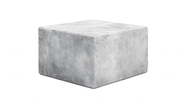 3d Grey concrete cube rotating on transparent background, perfect for architectural visualization or product placement png
