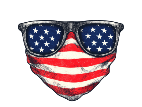 Patriotic flag with sunglasses and mask for celebrations png
