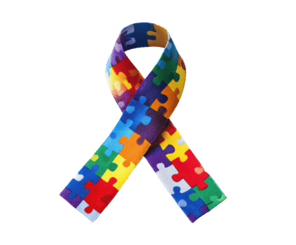 Colorful puzzle ribbon for awareness campaign and support activities png