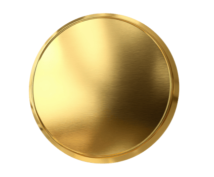 Gold circular medal with a brushed surface for award recognition png