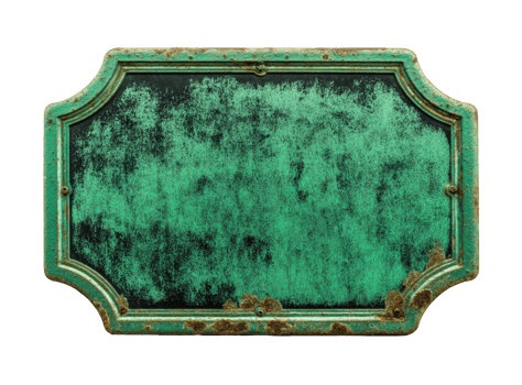 Vintage green sign with rusted edges for retro design and decor png