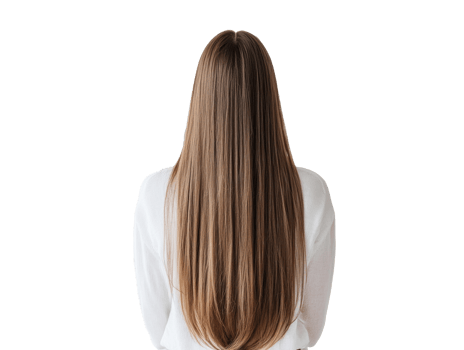 Woman's long straight hair seen from behind on light background png