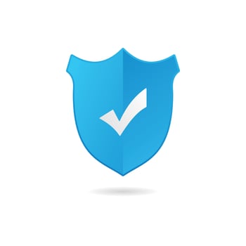 Blue gradient shield checklist icon for secure task management vector