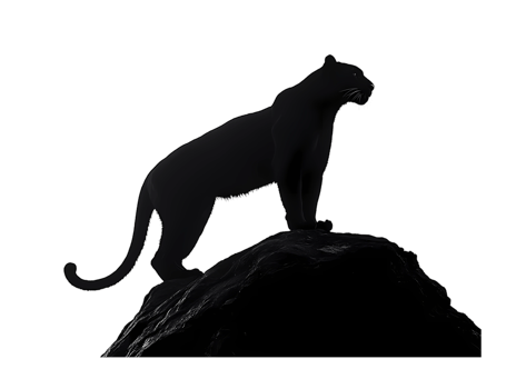 silhouette of a black panther standing on a rock png