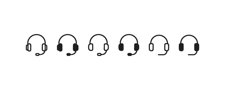 Headset icons with microphones in black style vector