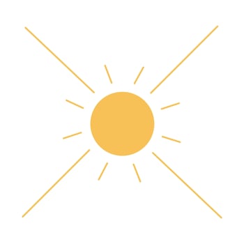Sun simple flat isolated illustration. Summer element on transparent background vector