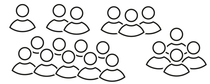 Abstract crowd of people. Group of abstract human figures in groups. Illustration of diverse people, conceptual design. vector