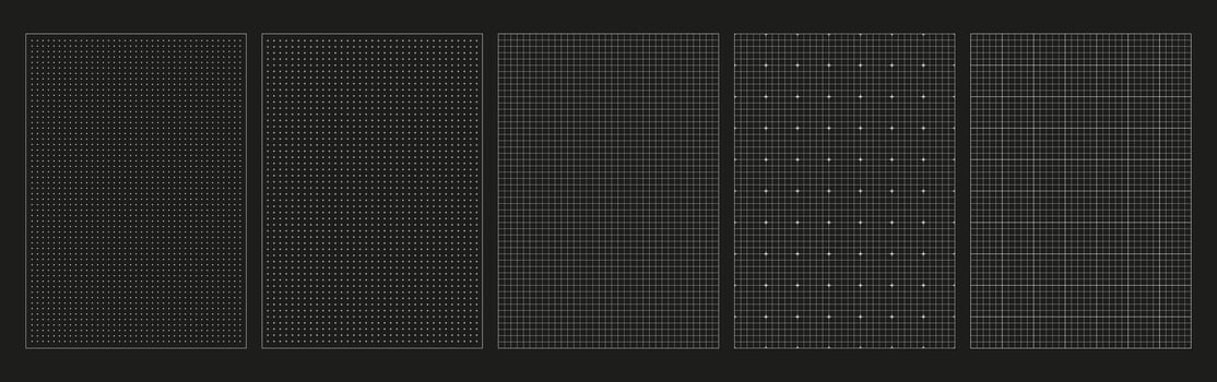 Detailed blueprint black graph shows multiple grid layouts useful for architects and designers to draft building plans or layout designs effectively. vector