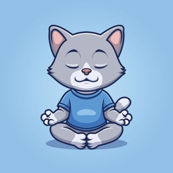 Zen Meditating Cat Peaceful Cartoon vector