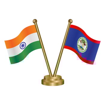 India and Belize table flag relation. vector