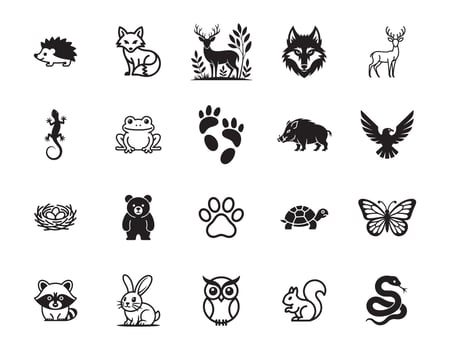 Wildlife and Animal Icon Set vector