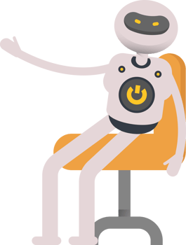 White Robot Character Sitting on Office Chair png