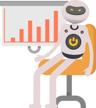 White Robot Character Presenting Bar Chart png