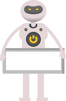 White Robot Character and Blank Signage png