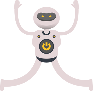 White Robot Character Relaxing and Jumping and Relaxing Illustration png