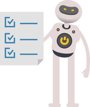 White Robot Character and Check List Document png