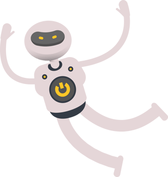 White Robot Character Relaxing and Jumping png