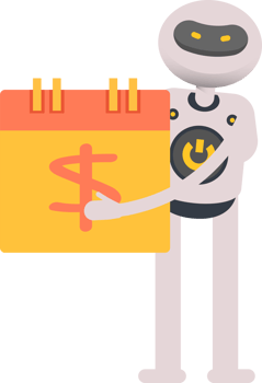 White Robot Character and Payment Date Calendar png