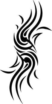 Tribal tattoo illustration features a black silhouette animal design with ornamental floral art in a seamless pattern vector