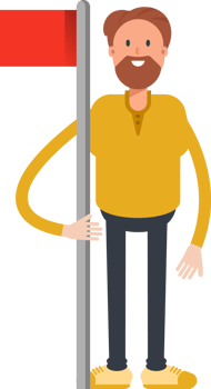 Old Beard Man Character Holding Flag Pole Victory png