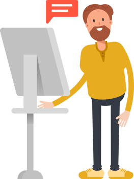 Old Beard Man Character Working on Computer png