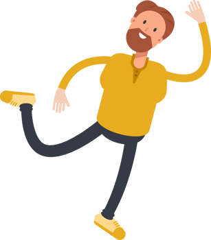 Old Beard Man Character Jumping and Flying png