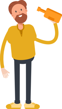 Old Beard Man Character Drinking Beer png